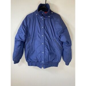Peregrine Mayday Vintage Blue Pinstripe Goose Down Puffer Jacket Mens Medium